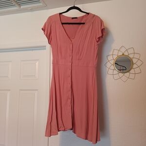 Cotton On Dusty Rose Pink Button-Front Mini Dress Flutter Sleeve Small